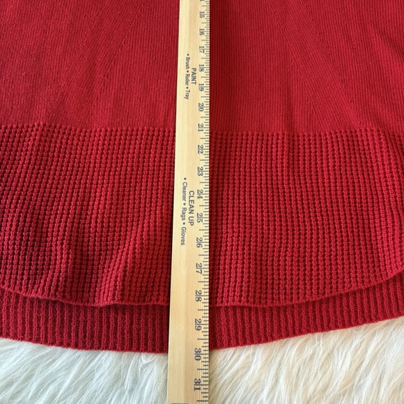 Calvin Klein Sweater Women's XL Cowl Neck Red Soft Acrylic Waffle Knit Chunky - Picture 7 of 8